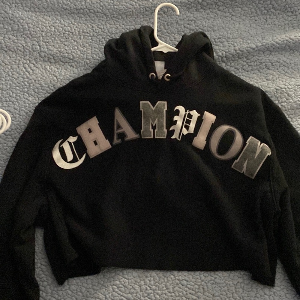 Black champion hoodie crop top